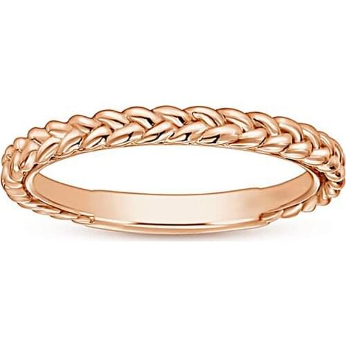 2021 New Simple Rose Gold Twist Engagement Ring for Women Creative Banquet Trend Party Wedding Rings Jewelry