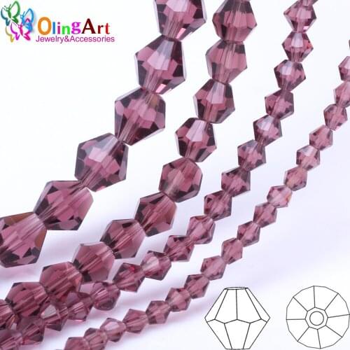 OlingArt 3mm/4mm/6mm/8mm Bicone Upscale Austrian Multicolored crystal purple color beads Loose bead bracelet DIY Jewelry Making