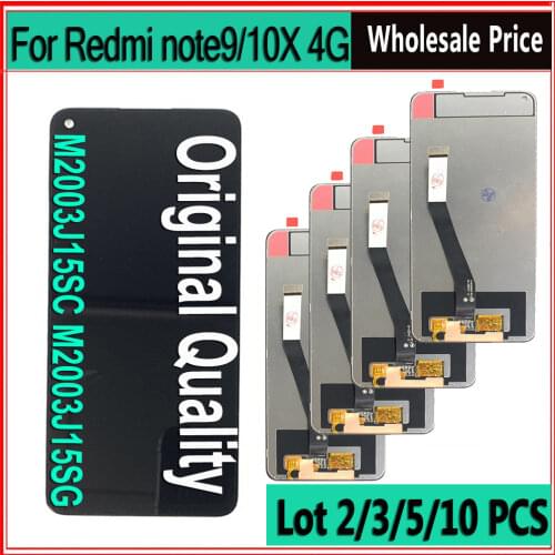 5 PCS/Lot Original For Xiaomi Redmi Note 9 Lcd Display Touch Screen Digitizer Assembly Replacement With Frame For Redmi 10X 4G