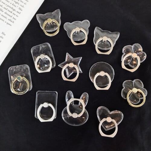 Universal Stent Mobile Phone Holder Stand Finger Ring Magnetic For cute Cell Smart Phone Transparent holder for iphone XS MAX 8