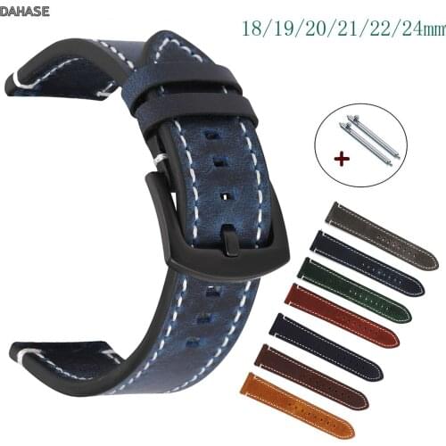 18mm 19mm 20mm 21mm 22mm 24mm Watch Band Retro Genuine Leather Watch Strap Universal Watchbands Cowhide Wristband Bracelet Belt