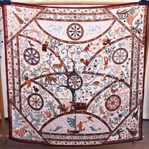 Lovely Fairy Tale World Print Mulfruit Silk Scarf Square Scarves Fashion Shawl Neck Wear Accessory Clothing Scarfs Multi-use Pashmina Drop Shipping FJ152