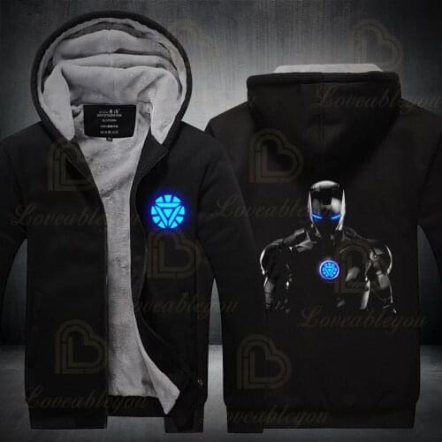 Marvel Superhero Fleece Warm Hoodie Autumn Winter Casual Streetwear Sweatshirt High Quality Uniforms Top Coat Zipper Jacket