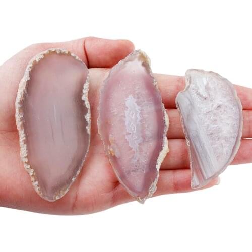 TUMBEELLUWA 1Lot (3Pc) Natural Agate Light Table Slices, Irregular Polished Crystal, Home Decoration Jewelry Making