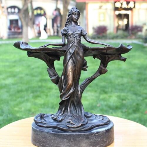 Fairy young girl compotier copper bronze sculpture crafts home decoration gift cooking tools watch Old Handwork brass