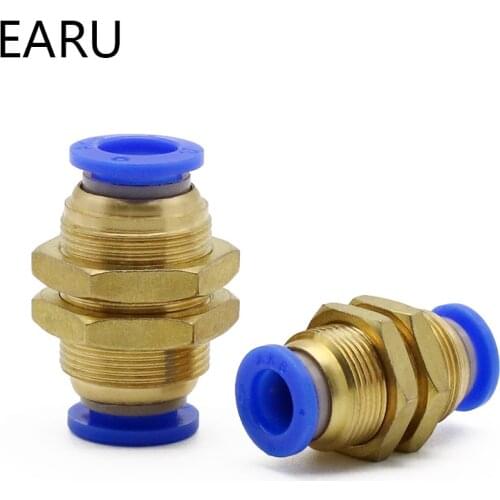 Air Pneumatic Straight Bulkhead Union 10mm 8mm 6mm 4mm 12mm OD Hose Tube One Touch Push Into Gas Connector Brass Quick Fitting