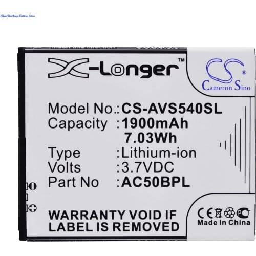 Cameron Sino High Quality 1900mAh Battery AC50BPL for Archos 50b Platinum