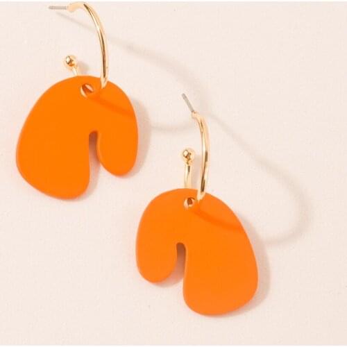 Painted Leaves Orange Earrings For Women Oil Drip Irregular Flower Stud Earring Jewelry Fashion Gifts