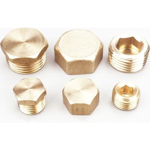 1pc Hexagonal Brass Copper Pipe Cap Plug BSPP 1/8" 1/4" 3/8" 1/2" 1" Female Male Fitting Connector Adapter
