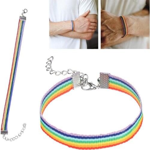 10 Pcs/ Set Rainbow Wristband Bracelet Versatile Mens Handmade Round Rope Couple Wristlet Gift For Gay And Lesbian Pride FZH