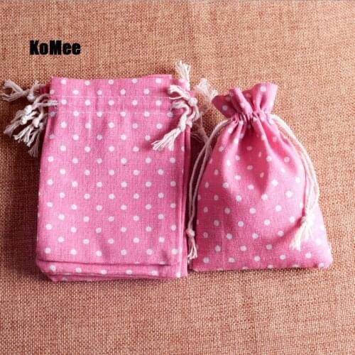 100pcs/lot Pink Cotton Gift Bags 10x14cm(3.9"x5.5") Party Wedding Favor Muslin Bag Jewelry Candy Gifts Packaging Bag Pouches
