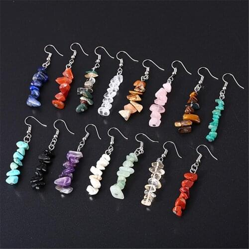 12pair/lot Natural Gravel Stone earrings for women Wedding Jewelry Amazonite brincos Pink Crystal oorbellen Opal kolczyki Free
