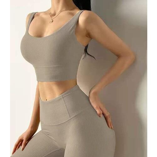 2021 Workout Clothing Breathable Custom Sports Bra And High Waist Pants Gym Yoga Set Wear For Women