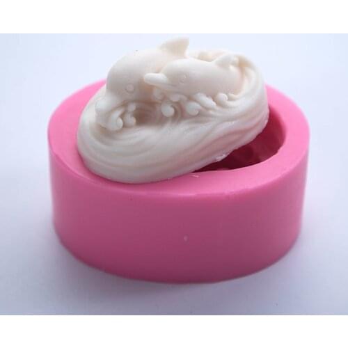3D Double Cute Dolphin Silicone Soap Mold DIY Handmade Soap Making Fondant Cake Baking Mould Silicone Soaps Crafts