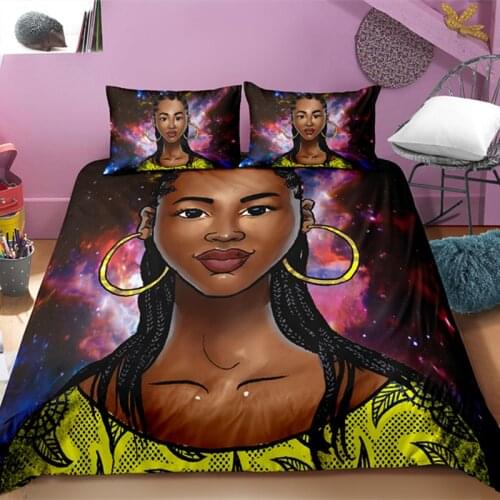 3d African girl Bedding Set double Size Duvet Cover Set with Pillowcase Full bedroom comforter set