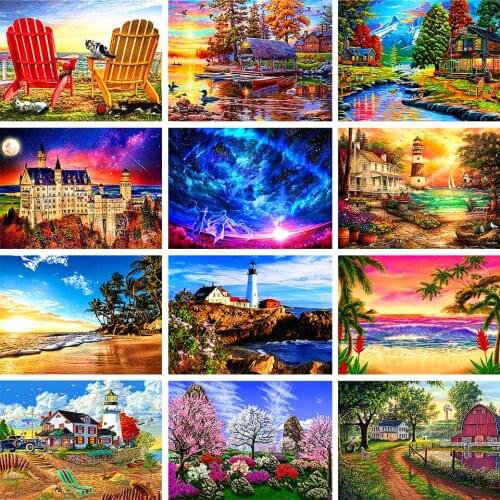 5D DIY Diamond Painting Rhinestone Landscape Picture Full Diamond Embroidery Gift Inlaid Mosaic Home Decoration Cross Stitch Kit