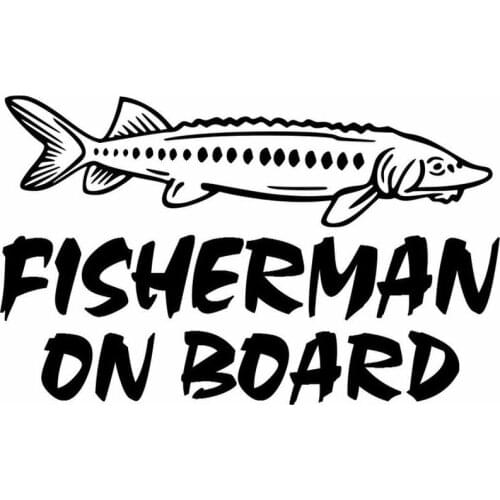 8"*4" Fisherman on Board Sturgeon Fishing Decal Car Truck Boat Bumper Window Sticker