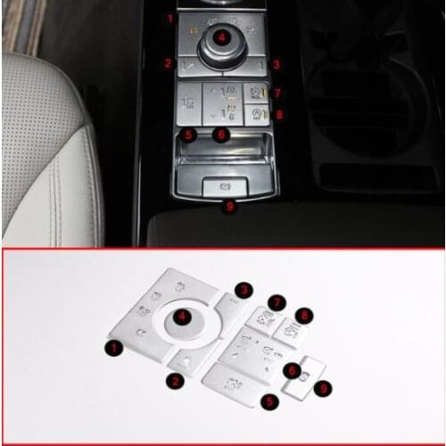 9pcs Alloy Car Interior Terrain Gear Shift Mode Adjustment Button Sequins For Range Rover Sport 2014-2016 Accessories