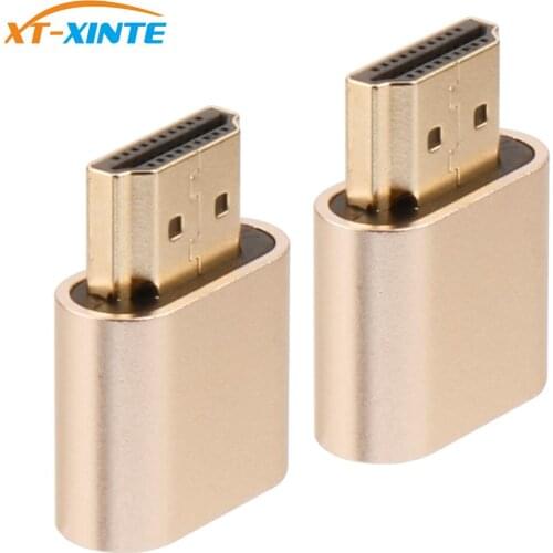 2 Pcs VGA Virtual Display Adapter HDMI-compatible 1.4 DDC EDID Dummy Plug Headless Ghost Display Emulator Video card Lock plate