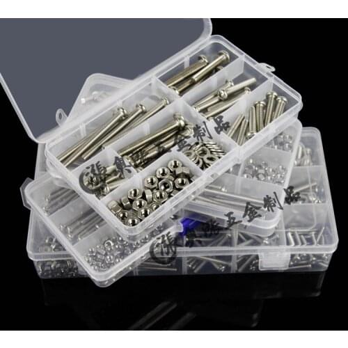 Free shipping one set 210pcs 304 stainless steel cross round head screw set M4 screws with nuts flat pad screws