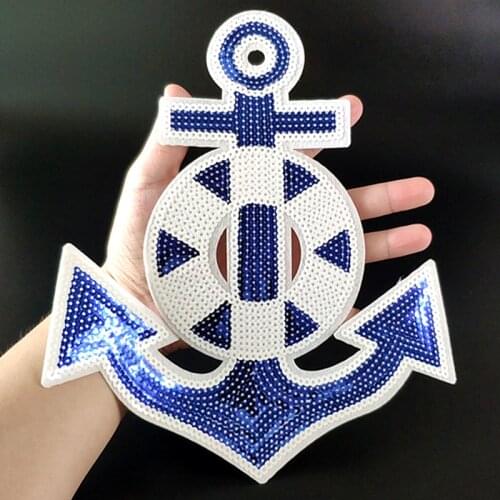 Large Patch Anchor Navy Sequins Christmas gift deal with it Iron on Patches for clothing Strange things Badge Clothes Stickers