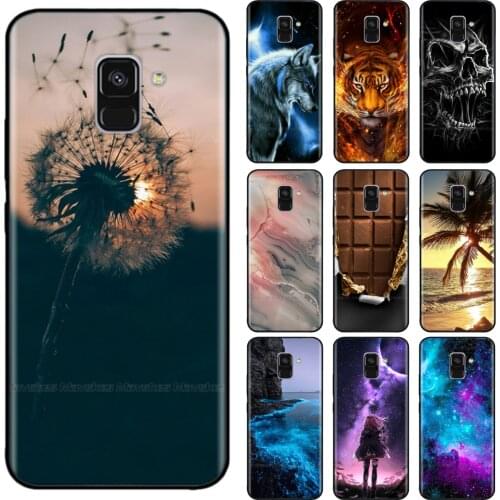 Phone Case For Samsung Galaxy A8 2018 A530 A530F Case Cat Flower Painted Bumper Cover on For Samsung A8 Plus 2018 A730 A730F