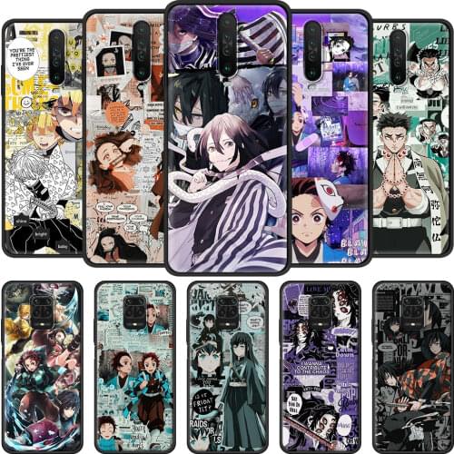 Phone Case for Xiaomi Redmi Note 9A 9S 8T 9 Pro Max 7 8 K30 7A 8A 9C 9i 10X 4G Soft Black Shell Cover Anime Demon Slayer