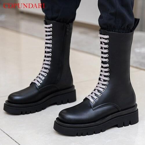 Black Chunky Motorcycle Boots For Women Platform Ankle Boots Ladies Street Punk Boots Autumn Winter Short Boots Shoes