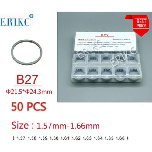50PCS ERIKC B27 Diesel Nozzle Adjusting Gasket size 1.57mm--1.66mm Common Rail Injector Shims injector washers gaskets for bosch