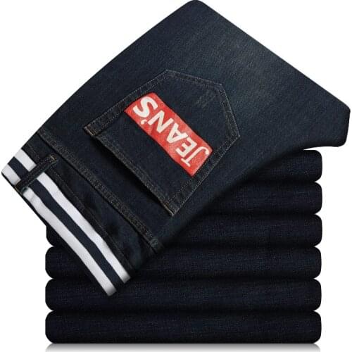 New Men Classic Style Elastic waist Plus Size 40 42 44 46 48 Hip hop Casual Straight Jeans Cotton Elastic Denim pants trousers