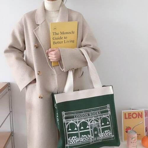 London Women Canvas Shoulder Bag Cotton Fabric Students Extra Large Books Bag Thick Cloth Handbag Tote Ladies Big Shopping Bags
