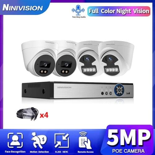 IP CCTV Camera Security System Kit POE 8MP 4CH NVR Kit Indoor Two Way Audio Home Security Video Surveillance Camera System Set