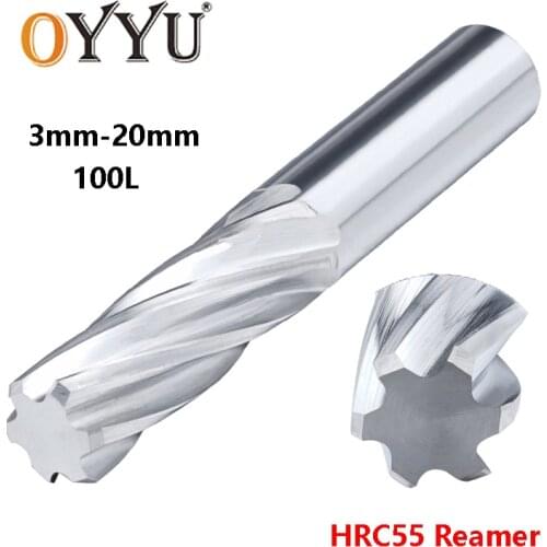 OYYU Carbide Spiral Flutes Chucking Reamer Lengthened H7 CNC 3mm 4mm 6mm 8mm 20mm Tungsten Steel Reamers Straight Shanks