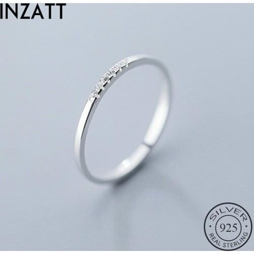 INZATT Real 925 Sterling Silver Zircon Geometric Round Ring For Fashion Women Fine Jewelry Minimalist Cute Accessories 2020 Gift