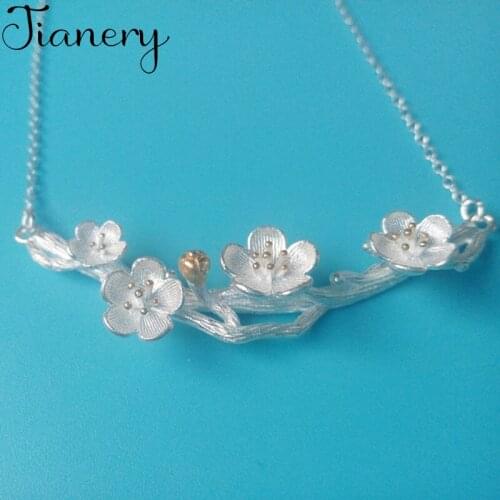 JIANERY Vintage Silver Color Cherry Blossoms Flower Necklaces For Women Charm Choker Necklace Boho Jewelry 2019 New