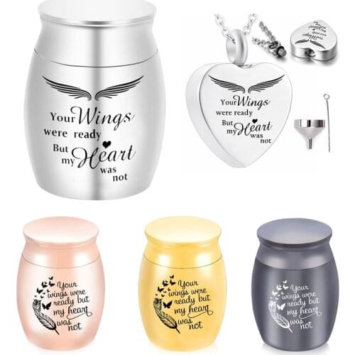 Angel Wing Cremation Jewelry Your Wings were Ready My Heart was Not Urn Ashes Necklace Keepsake Memorial Pendant