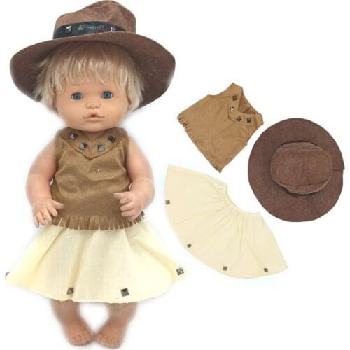 40 Cm Nenuco Doll Cowboy Brown Shirt Skirt Ropa y su Hermanita 17 Inch Baby Doll Clothes Jacket
