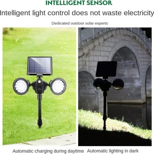 Solar Lawn Lamp Wall Lamp Outdoor Courtyard Double Head Spotlight Human Body Induction Lamp