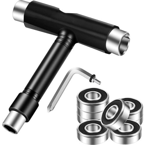 Multi-Function Portable Skateboard Tool All-in-One T Tool for Skating and Allen Key with Cross Screwdriver Head