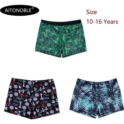 2021 Aitonoble New Boys Swimwear Teenagers Swimming Shorts Boys Swimming Trunks Briefs Surfing Swimwear Wetsuit