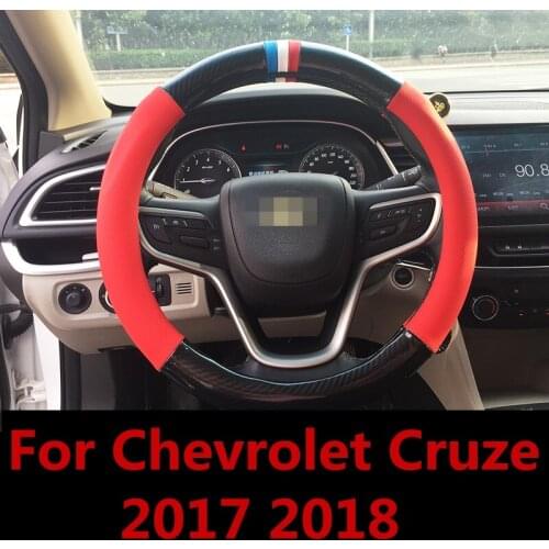 For Chevrolet Cruze 2017 2018 Steering Wheel Covers soft Leather braid on the steering-wheel of Car Interior accessories