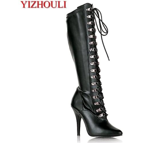 Sexy pointed PU platform boots and sexy 12 cm high heels, suitable for womens fashion banquet high-heeled ankle boots