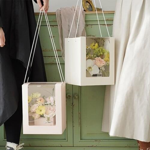 Portable Flower Clear Window Packing Boxes Folding PVC Flower Box Transparent Window Preserved Flower Bouquet Gift Packaging Box