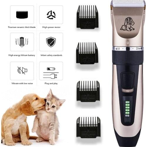 Professional Hair Shaver Grooming Kit Rechargeable Cat Dog Hair Trimmer Low-Noise Electric Pet Hair Clipper Shaver Set