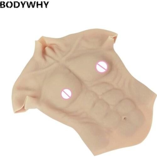 Realistic Fake Abdominal Muscle Belly Macho Realistic Silicone Artificial Simulation Pectoral Muscle Man Skin Up Body Fake Boobs
