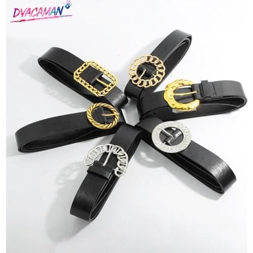 Dvacaman Black PU Leather Belts for Women Luxury Brand Maxi Buckle Waistband Designer Jewelry Female Jeans Dress Accessories