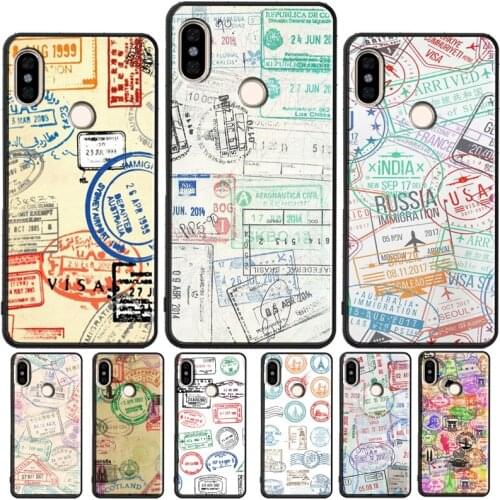 Retro Post Card Passport Stamps Case For Xiaomi Redmi Note 10 Pro 8T 9S 7 8 9 Pro Phone Cover For Redmi 9 9A 9C 9T K40 8A