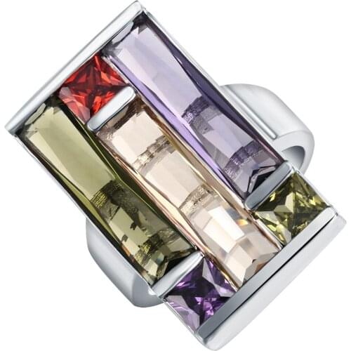 Luxury Multicolor Crystal Zircon Rings for Women Fashion Jewelry Wedding Engagement Promise Ring