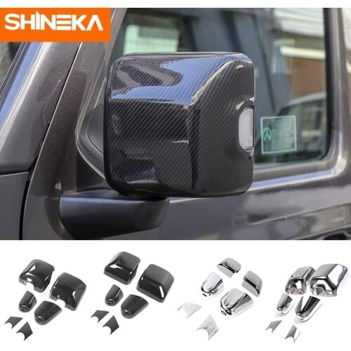 SHINEKA Car Sticker for Jeep Wrangler jl accessories Rearview Mirror Carbon Fiber Chrome Decoration Sticker for wrangler 2018