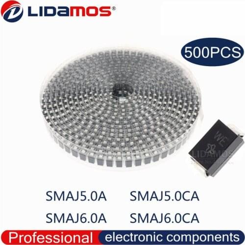 500PCS TVS SMAJ5.0A SMAJ6.0A AG SMAJ5.0CA WE SMAJ6.0CA WG SMA DO-214AC SMD Transient Suppression Diode High quality